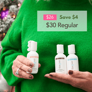 Hand squeezing out hand & body lotion with other two in hand and text: $26, Save $4, $30 regular